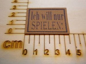 Kunstlederlabel "Ich will nur spielen"