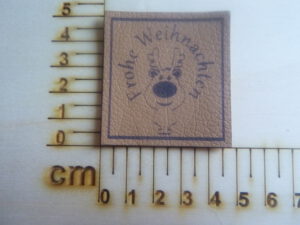 Kunstlederlabel "Elch/FroheWeihnachten"