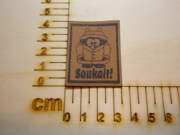 Kunstlederlabel "Pinguin/Saukalt"